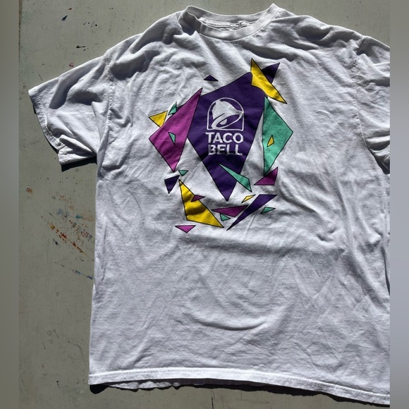 Men's Taco Bell T-Shirt White Spell Logo 2XL Uniform Street Retro Border Classic - Picture 4 of 10
